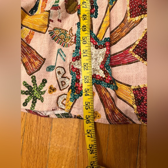 FARM Rio Pink Ruffled Tropical Print Tiered Maxi Dress Balloon Sleeves L - Picture 12 of 13